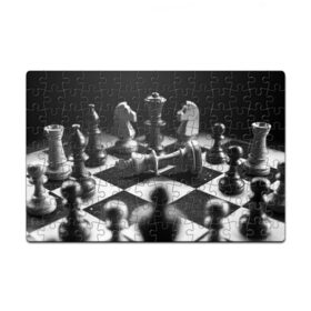 Пазл магнитный 126 элементов с принтом Шахматы в Тюмени, полимерный материал с магнитным слоем | 126 деталей, размер изделия —  180*270 мм | Тематика изображения на принте: доска | игра | игровая | игры | конь | короли | король | ладья | логика | настольная | настольные | пешка | пешки | спорт | туча | ферзь | шахматный | шахматы