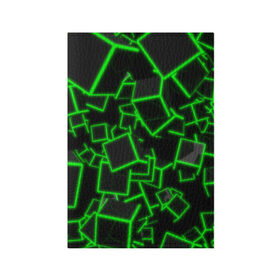 Обложка для паспорта матовая кожа с принтом Cyber cube в Тюмени, натуральная матовая кожа | размер 19,3 х 13,7 см; прозрачные пластиковые крепления | Тематика изображения на принте: 3д кубики | cyber cube | кибер куб | куб | неоновые кубики