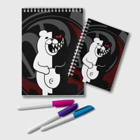 Блокнот с принтом MONOKUMA | МОНОКУМА | DANGANRO в Тюмени, 100% бумага | 48 листов, плотность листов — 60 г/м2, плотность картонной обложки — 250 г/м2. Листы скреплены удобной пружинной спиралью. Цвет линий — светло-серый
 | anime | bear | black  white | danganronpa | kurokuma | monodam | monokuma | monomi | monotaro | rabbit | school | shirokuma | аниме | главарь | мoноми | монокума | черно белый | школа