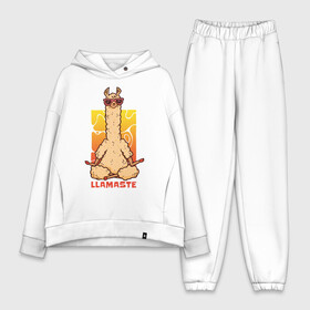 Женский костюм хлопок Oversize с принтом Llamaste в Тюмени,  |  | art | lama | meditation | namaste | yoga | арт | йога | лама | медитация | намасте