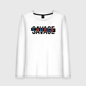 Женский лонгслив хлопок с принтом SAVAGE | ДИКАРЬ в Тюмени, 100% хлопок |  | creative | minimalism | savage | wild | дикарь | дикий | креатив | креативная | минимализм | надпись | одичалый | текст