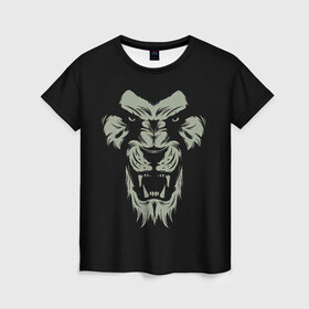 Женская футболка 3D с принтом Сердитый лев в Тюмени, 100% полиэфир ( синтетическое хлопкоподобное полотно) | прямой крой, круглый вырез горловины, длина до линии бедер | angry | lion | predator | лев | сердитый | хищник