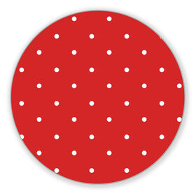 Коврик для мышки круглый с принтом Белый горошек на красном фоне в Тюмени, резина и полиэстер | круглая форма, изображение наносится на всю лицевую часть | geometric | graphic | row | абстракция | геометрические фигуры | горошек | крапинки | красный | круги | пунктиры | точки | узоры spot | фон