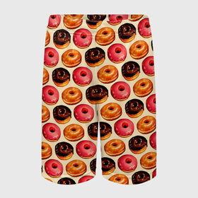 Детские спортивные шорты 3D с принтом Пончики в Тюмени,  100% полиэстер
 | пояс оформлен широкой мягкой резинкой, ткань тянется
 | еда | колечки | кольцо | конфеты | круг | пища | пончик | пончики | разноцветные пончики | сладкие пончики | сладкое