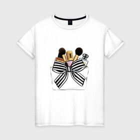 Женская футболка хлопок с принтом Кисти в Тюмени, 100% хлопок | прямой крой, круглый вырез горловины, длина до линии бедер, слегка спущенное плечо | make up | визаж | визажист | макияж | мейк | мейкап | пудра