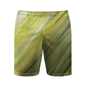 Мужские шорты спортивные с принтом Акварельные линии в Тюмени,  |  | Тематика изображения на принте: абстракция | акварель | горчичный | зелёный | линии