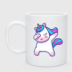 Кружка керамическая с принтом Cute unicorn в Тюмени, керамика | объем — 330 мл, диаметр — 80 мм. Принт наносится на бока кружки, можно сделать два разных изображения | даб | детский единорог | единорог | единорог арт | единорог вектор | единорог даб | радужный единорог | розовый единорог