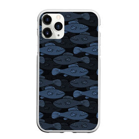 Чехол для iPhone 11 Pro матовый с принтом Синие рыбы на темном фоне в Тюмени, Силикон |  | морской паттерн | подводный мир | рыбы | синие рыбы