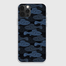 Чехол для iPhone 12 Pro Max с принтом Синие рыбы на темном фоне в Тюмени, Силикон |  | морской паттерн | подводный мир | рыбы | синие рыбы