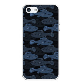 Чехол для iPhone 5/5S матовый с принтом Синие рыбы на темном фоне в Тюмени, Силикон | Область печати: задняя сторона чехла, без боковых панелей | морской паттерн | подводный мир | рыбы | синие рыбы
