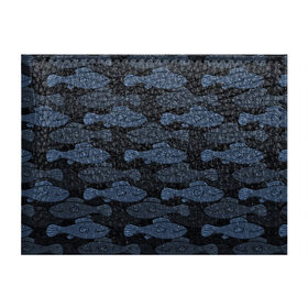 Обложка для студенческого билета с принтом Синие рыбы на темном фоне в Тюмени, натуральная кожа | Размер: 11*8 см; Печать на всей внешней стороне | морской паттерн | подводный мир | рыбы | синие рыбы