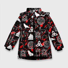 Зимняя куртка для девочек 3D с принтом VALHEIM РУНЫ в Тюмени, ткань верха — 100% полиэстер; подклад — 100% полиэстер, утеплитель — 100% полиэстер. | длина ниже бедра, удлиненная спинка, воротник стойка и отстегивающийся капюшон. Есть боковые карманы с листочкой на кнопках, утяжки по низу изделия и внутренний карман на молнии. 

Предусмотрены светоотражающий принт на спинке, радужный светоотражающий элемент на пуллере молнии и на резинке для утяжки. | coffee stain | valheim | vikings | вальхайм | вальхеим | вальхейм. | викинги | выживание | гарпун бездны | мечи