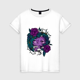 Женская футболка хлопок с принтом Очень милый корешок в Тюмени, 100% хлопок | прямой крой, круглый вырез горловины, длина до линии бедер, слегка спущенное плечо | cute | kawaii harajuku | мандрагора | милый | розы | цветы | чибик