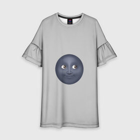 Детское платье 3D с принтом темная луна в Тюмени, 100% полиэстер | прямой силуэт, чуть расширенный к низу. Круглая горловина, на рукавах — воланы | Тематика изображения на принте: луна | любовь | пара | смайлик | темный | эмоджи