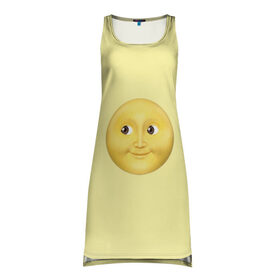 Платье-майка 3D с принтом светлая луна в Тюмени, 100% полиэстер | полуприлегающий силуэт, широкие бретели, круглый вырез горловины, удлиненный подол сзади. | луна | любовь | пара | смайлик | темный | эмоджи
