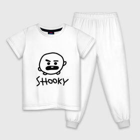 Детская пижама хлопок с принтом SHOOKY BTS в Тюмени, 100% хлопок |  брюки и футболка прямого кроя, без карманов, на брюках мягкая резинка на поясе и по низу штанин
 | army | bangtan boys | bt21 | bts | bts stickers | chimmy | cooky | k pop | koya | mang | monster | rap monster | rapmon | rj | rm | shooky | tata | van | бтс | ви | джей хоуп | джонгук | кейпоп | реп монстр | стикеры bts | сюга | чимин | чин