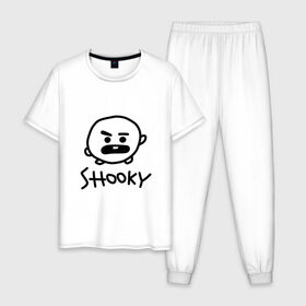 Мужская пижама хлопок с принтом SHOOKY | BTS в Тюмени, 100% хлопок | брюки и футболка прямого кроя, без карманов, на брюках мягкая резинка на поясе и по низу штанин
 | army | bangtan boys | bt21 | bts | bts stickers | chimmy | cooky | k pop | koya | mang | monster | rap monster | rapmon | rj | rm | shooky | tata | van | бтс | ви | джей хоуп | джонгук | кейпоп | реп монстр | стикеры bts | сюга | чимин | чин