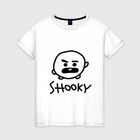 Женская футболка хлопок с принтом SHOOKY | BTS в Тюмени, 100% хлопок | прямой крой, круглый вырез горловины, длина до линии бедер, слегка спущенное плечо | army | bangtan boys | bt21 | bts | bts stickers | chimmy | cooky | k pop | koya | mang | monster | rap monster | rapmon | rj | rm | shooky | tata | van | бтс | ви | джей хоуп | джонгук | кейпоп | реп монстр | стикеры bts | сюга | чимин | чин