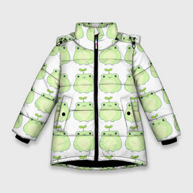 Зимняя куртка для девочек 3D с принтом лягушки-росточки в Тюмени, ткань верха — 100% полиэстер; подклад — 100% полиэстер, утеплитель — 100% полиэстер. | длина ниже бедра, удлиненная спинка, воротник стойка и отстегивающийся капюшон. Есть боковые карманы с листочкой на кнопках, утяжки по низу изделия и внутренний карман на молнии. 

Предусмотрены светоотражающий принт на спинке, радужный светоотражающий элемент на пуллере молнии и на резинке для утяжки. | животные | клубника | лягушка | милота | природа | росток