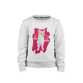 Детский свитшот хлопок с принтом The shusha cat в Тюмени, 100% хлопок | круглый вырез горловины, эластичные манжеты, пояс и воротник | Тематика изображения на принте: cat | shusha | брызги | кошка | краска | розовый