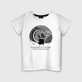 Детская футболка хлопок с принтом Snafkin в Тюмени, 100% хлопок | круглый вырез горловины, полуприлегающий силуэт, длина до линии бедер | moominmamma | moominpappa | moomintroll | snafkin | муми тролль | муми цитаты | снусмумрик | цитаты