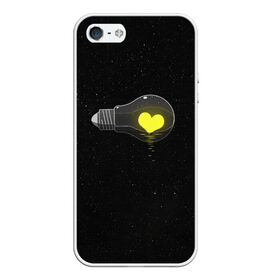 Чехол для iPhone 5/5S матовый с принтом Сердце в лампе в Тюмени, Силикон | Область печати: задняя сторона чехла, без боковых панелей | dark | звезды | космос | лампочка | сердце