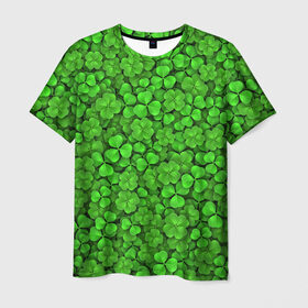 Мужская футболка 3D с принтом Зелёный клевер в Тюмени, 100% полиэфир | прямой крой, круглый вырез горловины, длина до линии бедер | patrick | день святого патрика | зелень | ирландия | патрик | паттерн | трилистник | четырёхлистник