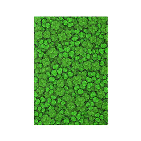 Обложка для паспорта матовая кожа с принтом Зелёный клевер в Тюмени, натуральная матовая кожа | размер 19,3 х 13,7 см; прозрачные пластиковые крепления | patrick | день святого патрика | зелень | ирландия | патрик | паттерн | трилистник | четырёхлистник