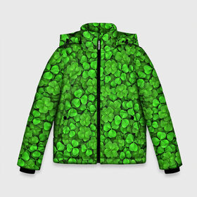 Зимняя куртка для мальчиков 3D с принтом Зелёный клевер в Тюмени, ткань верха — 100% полиэстер; подклад — 100% полиэстер, утеплитель — 100% полиэстер | длина ниже бедра, удлиненная спинка, воротник стойка и отстегивающийся капюшон. Есть боковые карманы с листочкой на кнопках, утяжки по низу изделия и внутренний карман на молнии. 

Предусмотрены светоотражающий принт на спинке, радужный светоотражающий элемент на пуллере молнии и на резинке для утяжки | patrick | день святого патрика | зелень | ирландия | патрик | паттерн | трилистник | четырёхлистник
