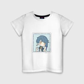 Детская футболка хлопок с принтом Син Цю в Тюмени, 100% хлопок | круглый вырез горловины, полуприлегающий силуэт, длина до линии бедер | арт | милые парень | рисунок | син цю | чиби | чиби персонаж