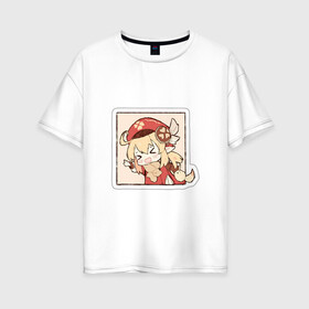 Женская футболка хлопок Oversize с принтом Кли в Тюмени, 100% хлопок | свободный крой, круглый ворот, спущенный рукав, длина до линии бедер
 | klee | арт | кли | милая девочка | милая девушка | рисунок | чиби | чиби персонаж