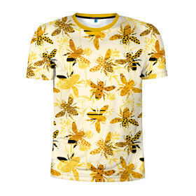 Мужская футболка 3D спортивная с принтом Разные Пчелы в Тюмени, 100% полиэстер с улучшенными характеристиками | приталенный силуэт, круглая горловина, широкие плечи, сужается к линии бедра | bee | букет | животные | крылья | медовый | насекомые | паттерн | полосатый | пятна | соты | текстура | узор | цветы