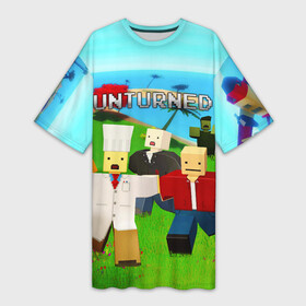 Платье-футболка 3D с принтом UNTURNED в Тюмени,  |  | game | unturned | unturned 2 | zombie | айди предмета | антюрнед | зомби | игра | инди | кубы | нельсон.