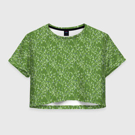 Женская футболка Crop-top 3D с принтом Черника в Тюмени, 100% полиэстер | круглая горловина, длина футболки до линии талии, рукава с отворотами | зелёный | лето | природа | черника | ягода | ягоды