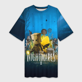Платье-футболка 3D с принтом LITTLE NIGHTMARES 2 в Тюмени,  |  | little nightmares | little nightmares 2 | игра nightmares | монстры. | ужасы | учительница | хоррор