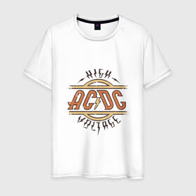 Мужская футболка хлопок с принтом AC DC | HIGH VOLTAGE в Тюмени, 100% хлопок | прямой крой, круглый вырез горловины, длина до линии бедер, слегка спущенное плечо. | ac dc | acdc | high | voltage | группы | метал | музыка | рок | хард рок | эйси диси | эйсидиси