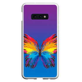 Чехол для Samsung S10E с принтом красочная бабочка в Тюмени, Силикон | Область печати: задняя сторона чехла, без боковых панелей | абстрактное искусство | бабочка | беспозвоночные | брызги | градиент | краска | красочная | крылья | лето | мотыльки и бабочки | насекомое | радуга | ярко