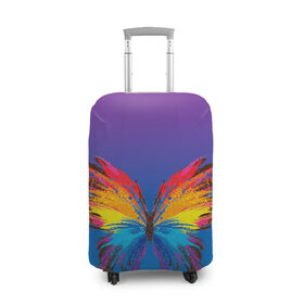 Чехол для чемодана 3D с принтом красочная бабочка в Тюмени, 86% полиэфир, 14% спандекс | двустороннее нанесение принта, прорези для ручек и колес | абстрактное искусство | бабочка | беспозвоночные | брызги | градиент | краска | красочная | крылья | лето | мотыльки и бабочки | насекомое | радуга | ярко