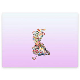 Поздравительная открытка с принтом акварельная птичка в Тюмени, 100% бумага | плотность бумаги 280 г/м2, матовая, на обратной стороне линовка и место для марки
 | акварель | весна | краска | птица | птичка | рисунок | цветочки | цветы