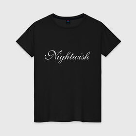 Женская футболка хлопок с принтом Nightwish Logo в Тюмени, 100% хлопок | прямой крой, круглый вырез горловины, длина до линии бедер, слегка спущенное плечо | bye bye beautiful | ghost love score | logo | nemo | nightwish | over the hills and far away | phantom of the opera | reaction | sleeping sun | wish i had an angel | wishmaster | белый | лого | логотип | найтвиш