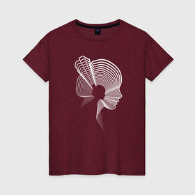 Женская футболка хлопок с принтом девушка контур в Тюмени, 100% хлопок | прямой крой, круглый вырез горловины, длина до линии бедер, слегка спущенное плечо | девушка | контур | линия | очертание | силуэт