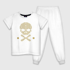 Детская пижама хлопок с принтом Золотой череп в Тюмени, 100% хлопок |  брюки и футболка прямого кроя, без карманов, на брюках мягкая резинка на поясе и по низу штанин
 | gold | абстракция | золото | кости | скелет | чеперушка | череп