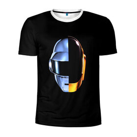 Мужская футболка 3D спортивная с принтом Daft Punk в Тюмени, 100% полиэстер с улучшенными характеристиками | приталенный силуэт, круглая горловина, широкие плечи, сужается к линии бедра | Тематика изображения на принте: ги мануэль де омем кристо | ню диско | синти поп | техно | тома бангальтер | фанк | французский хаус | электроник рок