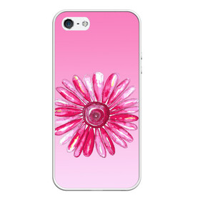 Чехол для iPhone 5/5S матовый с принтом розовая ромашка в Тюмени, Силикон | Область печати: задняя сторона чехла, без боковых панелей | акварель | арт | весна | гортензия | лето | природа | рисунок | розовый | ромашка | свежесть | цветок | цветы | яркий | ярко