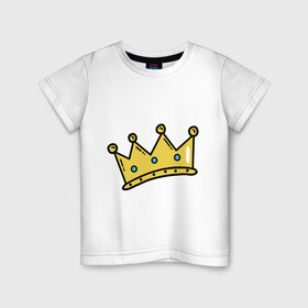 Детская футболка хлопок с принтом корона рисунок в Тюмени, 100% хлопок | круглый вырез горловины, полуприлегающий силуэт, длина до линии бедер | босс | власть | королева | король | корона | рисунок | самолюбие | царевич | царевна | царь