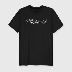 Мужская футболка хлопок Slim с принтом Nightwish Logo / Найтвиш (Z) в Тюмени, 92% хлопок, 8% лайкра | приталенный силуэт, круглый вырез ворота, длина до линии бедра, короткий рукав | music | night wish | nightwish | nuclear blast | rock | spinefarm | лого | музыка | найт виш | найтвиш | рок | симфоник метал | тарья турунен | флор янсен