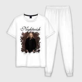 Мужская пижама хлопок с принтом Nightwish / Найтвиш Эмппу (Z) в Тюмени, 100% хлопок | брюки и футболка прямого кроя, без карманов, на брюках мягкая резинка на поясе и по низу штанин
 | Тематика изображения на принте: music | nightwish | nuclear blast | rock | spinefarm | вуоринен | лого | музыка | найтвиш | рок | симфоник метал | тарья турунен | флор янсен | эмппу | эрно эмппу вуоринен