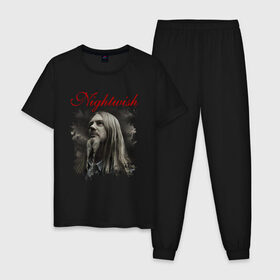 Мужская пижама хлопок с принтом Nightwish | Найтвиш Марко (Z) в Тюмени, 100% хлопок | брюки и футболка прямого кроя, без карманов, на брюках мягкая резинка на поясе и по низу штанин
 | marco | music | nightwish | nuclear blast | rock | spinefarm | лого | марко | марко хиетала | музыка | найтвиш | рок | симфоник метал | тарья турунен | флор янсен | хиетала