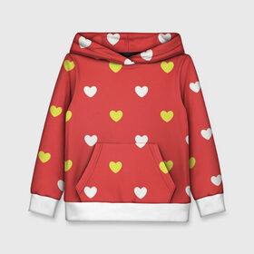 Детская толстовка 3D с принтом Сердечки на красном паттерн в Тюмени, 100% полиэстер | двухслойный капюшон со шнурком для регулировки, мягкие манжеты на рукавах и по низу толстовки, спереди карман-кенгуру с мягким внутренним слоем | background | design | fabric | heart | love | pattern | red | romance | romantic | seamless | valentine | красный | любовь | рисунок | романтика | сердце | узор