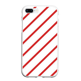 Чехол для iPhone 7Plus/8 Plus матовый с принтом Полосы красные на белом в Тюмени, Силикон | Область печати: задняя сторона чехла, без боковых панелей | абстракция | белый | диагональ | красный | линии | линия | орнамент | полосы | узор